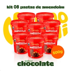 Kit 08x Pasta de Amendoim Manicrem Chocolate - 500g
