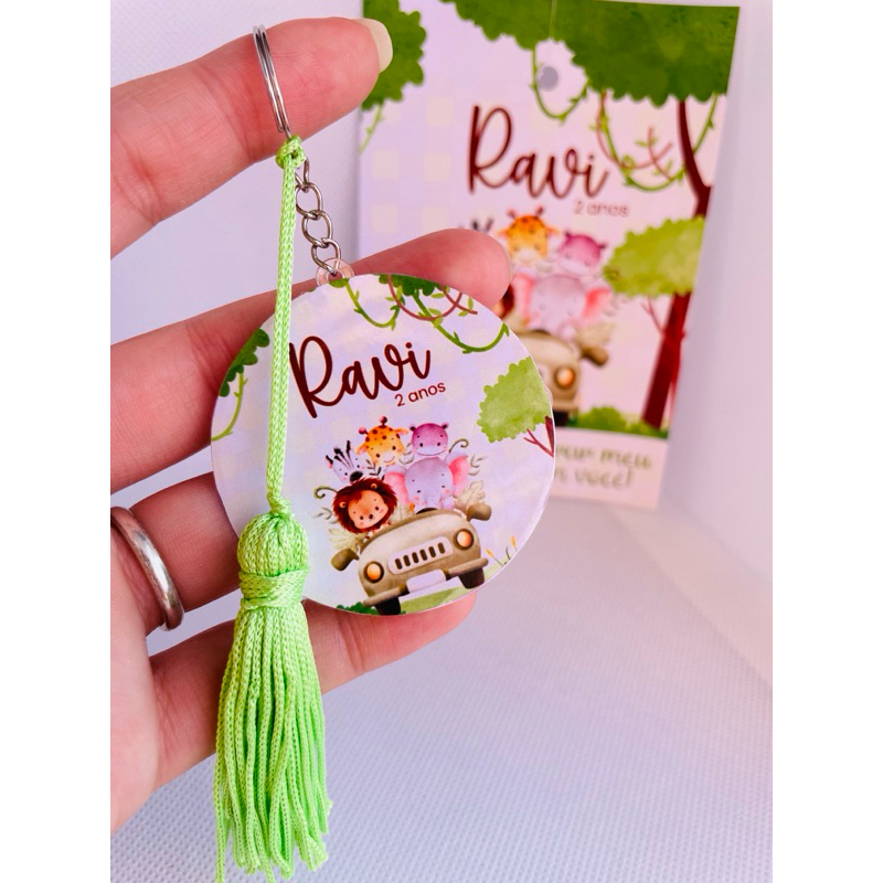 Chaveiro Personalizado Safari Baby Menino | Chaveiro Acrílico | Lembrancinhas | Aniversário Safari Baby
