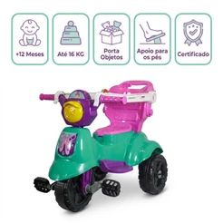Triciclo Infantil Menino Menina Baby Scooter Passeio Motoca +12 Meses 16kg com Haste + HUB DE GAMES QR CODE | QUEEN SHOP