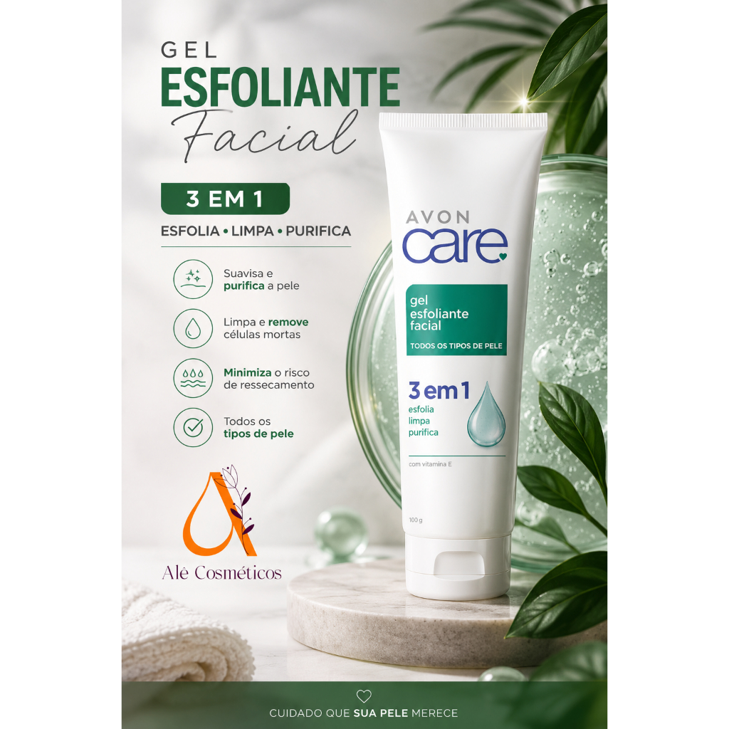 Gel Esfoliante Facial 3 em 1 Avon Care 100g - Avon