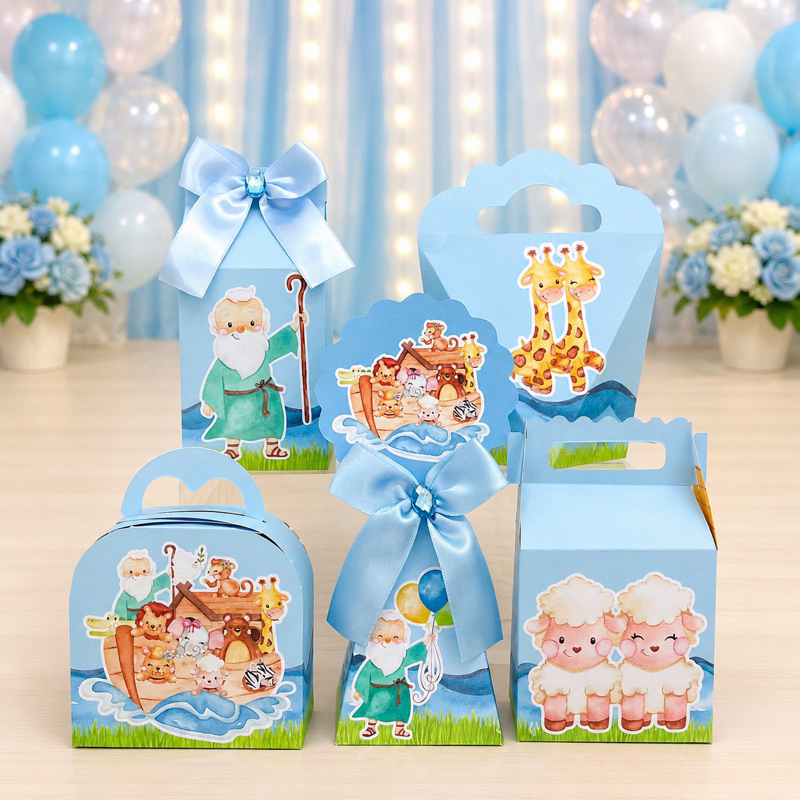 Kit Festa Arca de Nóe Caixinhas para festa infantis lembrancinhas de aniversario mimos decoração per