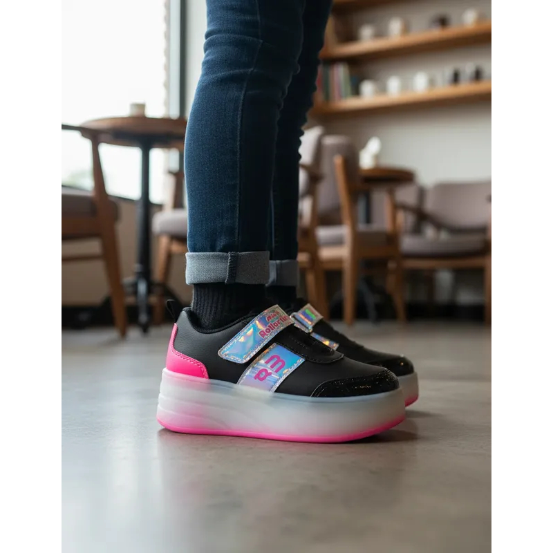 Tênis Infantil Menina Mini Pé com Rodinhas LED Casual MP2623 — imagem 2 de 2