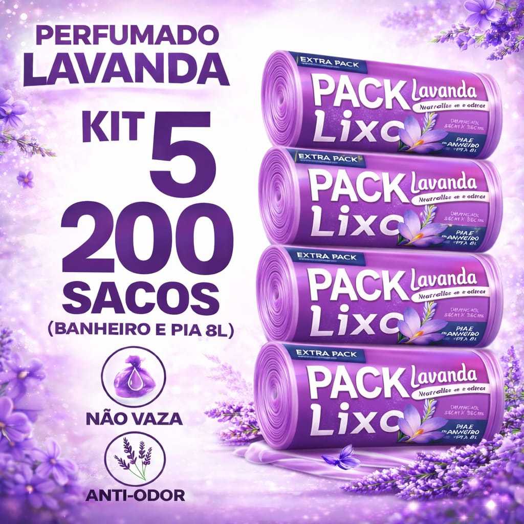 Sacos de Lixo para Pia e Banheiro Cozinha Neutraliza Odores Saco Perfumado 8 Litros Resistente