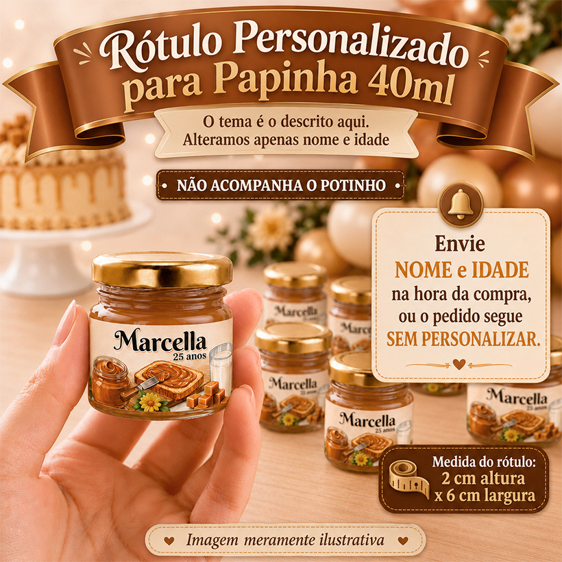 Rótulos adesivos  Personalizado para Papinhas 40ml 40g Tema Doce de leite