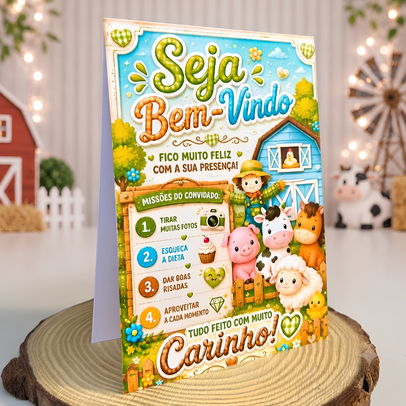 Fazenda Fazendinha Plaquinha de Mesa | Centro de Mesa |Plaquinha de Agradecimento Lembrancinha Personalizados Festa