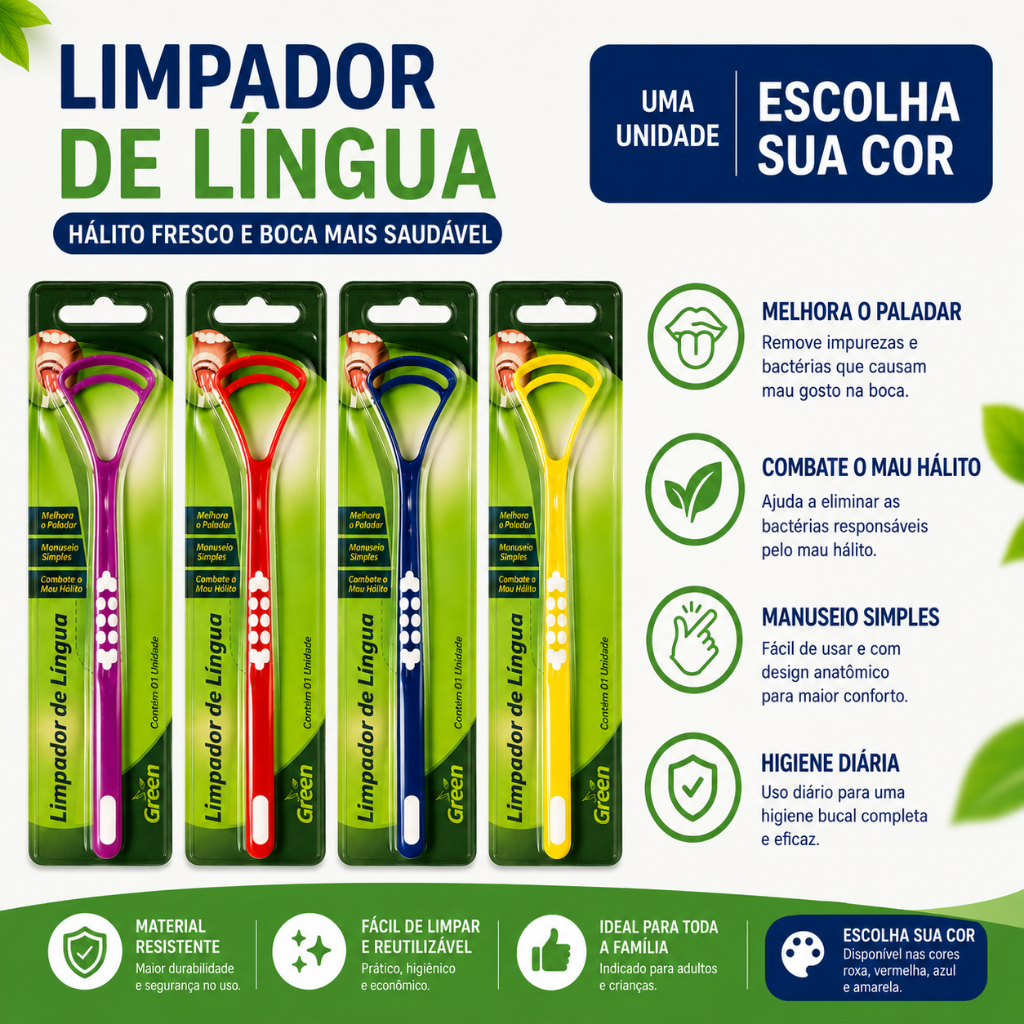 Higienizador Limpador de Língua Remove sujeiras e MAU HALITO - Green — imagem 2 de 2