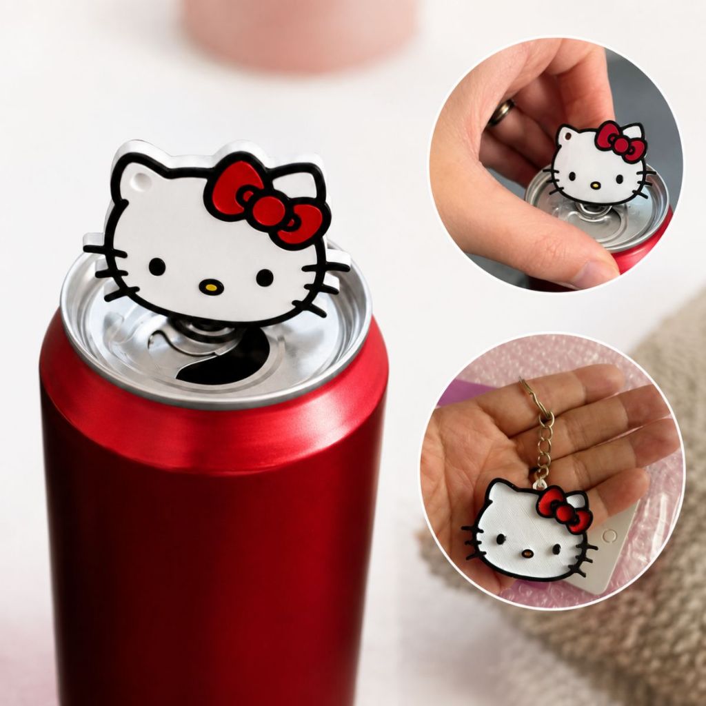 Mini Chaveiro Abridor De Latinha Lacre Hello Kitty Prático Resistente Protege A Unha ENVIO IMEDIATO