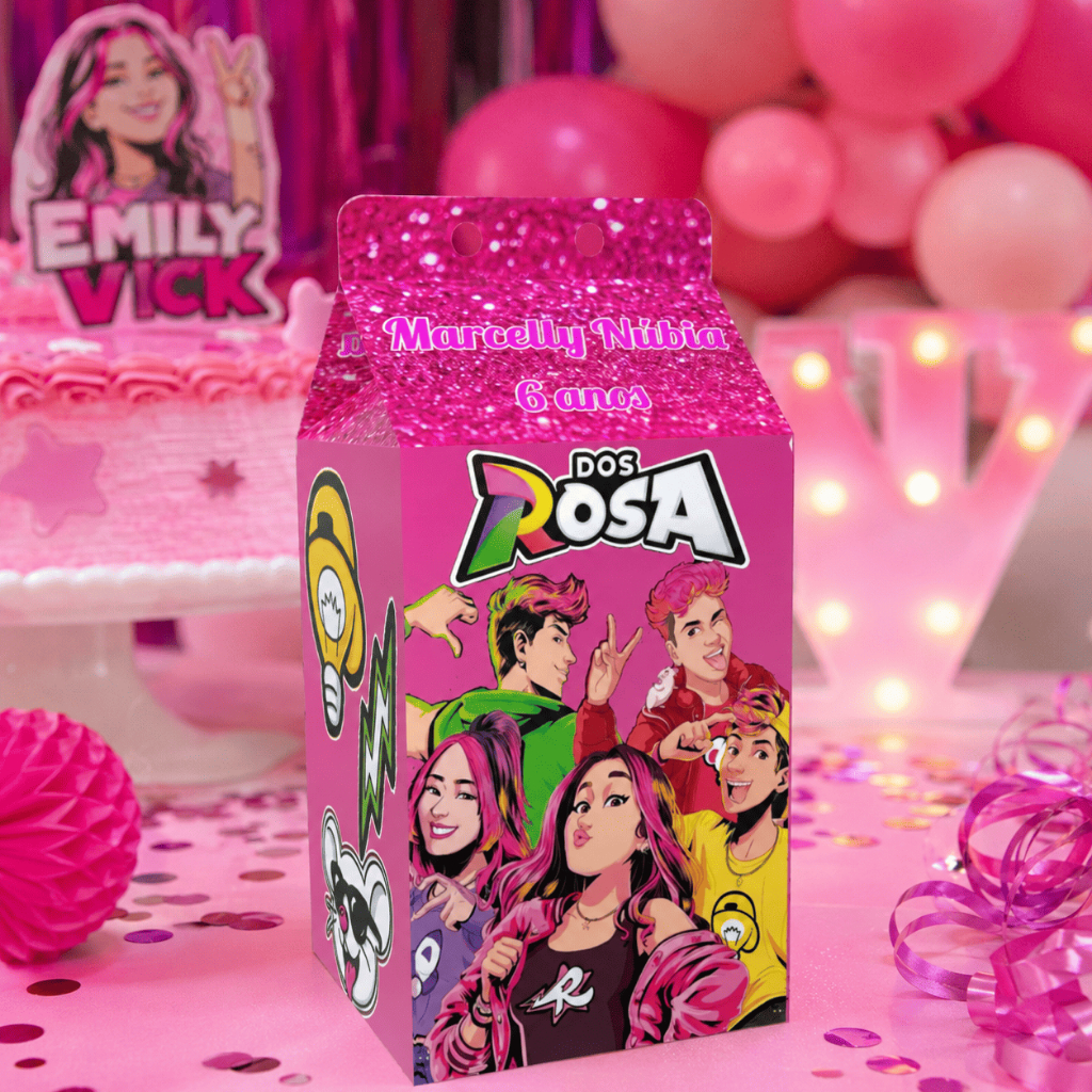 Caixa Milk Emilly Vick Personalizada com Nome Lembrancinhas Festa Infantil Aniversário Novos Elementos