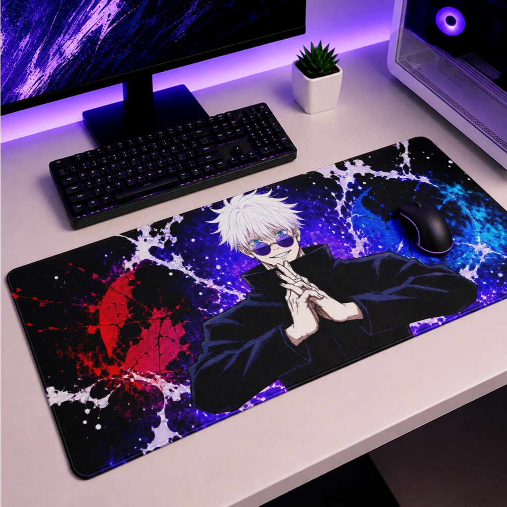 Mouse Pad Gamer Gojo Roxo Jujutsu 90x40 70x35 50X40 25x20 Anime Informática