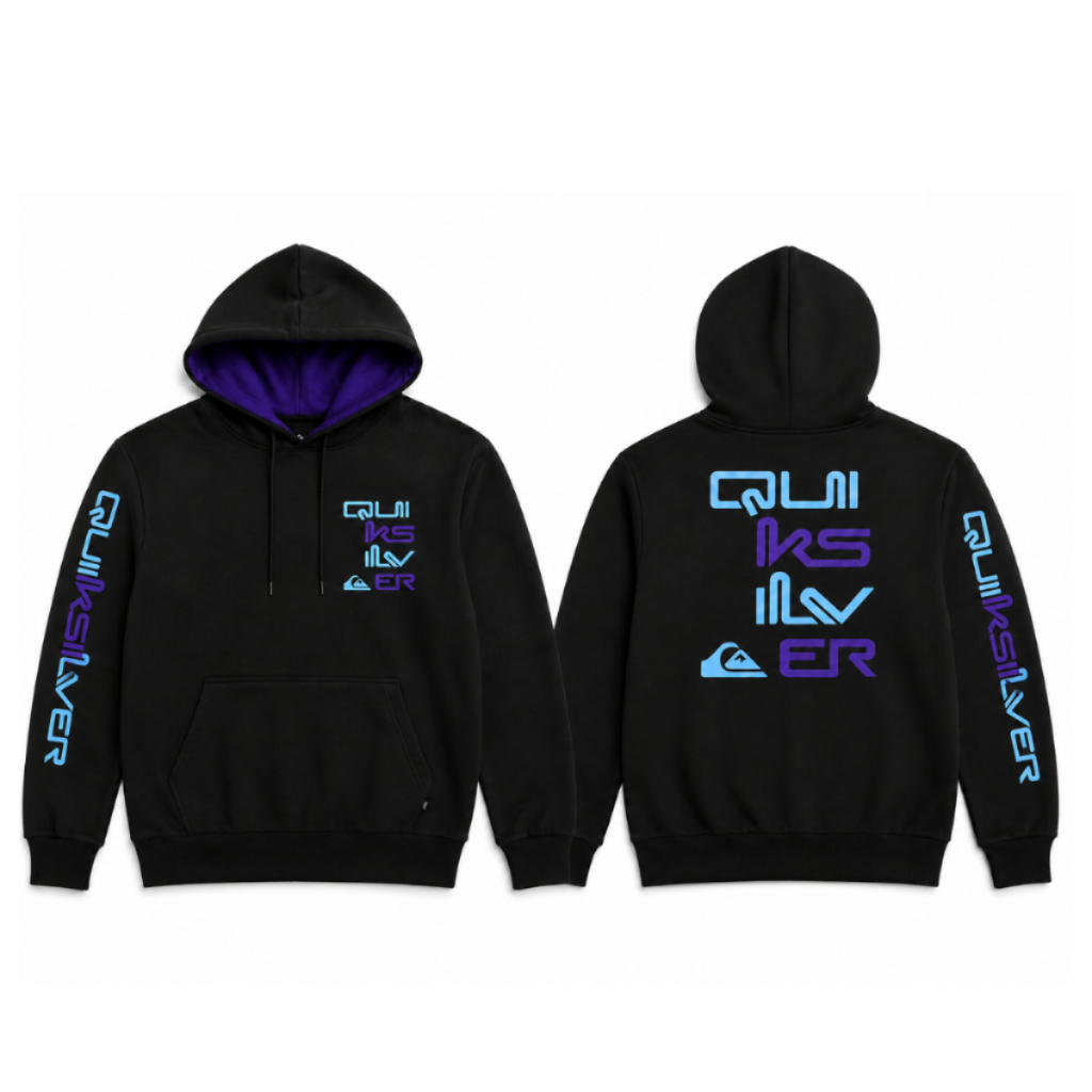 Moletom Canguru Quiksilver Roxo e Azul Skate Surf Surfing Rua Streetwear Algodão