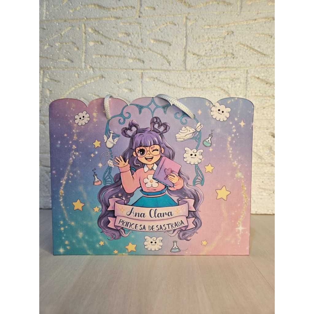 SACOLA PERSONALIZADA PEGUE E MONTE PRINCESA DESASTRADA -PARA FESTA, ANIVERSÁRIO, LEMBRANCINHA