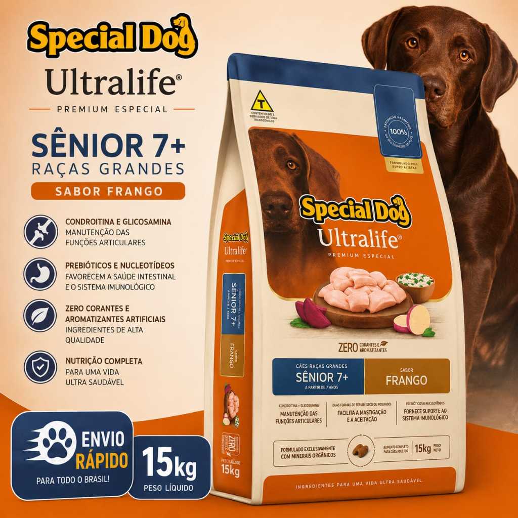 Ração Special Dog Ultralife Raças Médias e Grandes SÊNIOR 15KG