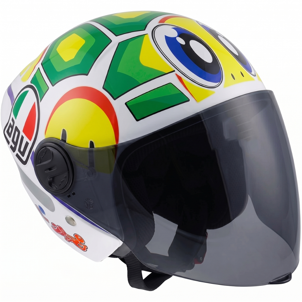 Capacete Liberty New 3 Personalizado Tartaruga Vr 46 Branco Viseira Fumê