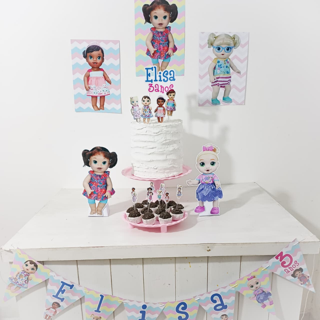 Kit Festa Baby Alive Personalizado Só Um Bolinho Festa em Casa Aniversário Infantil adulto Mesversário  lembrancinha