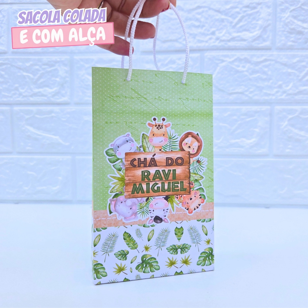 Sacolinha Personalizada Safari Baby | Sacolinha Surpresa | Lembrancinha de Festa | Aniversário