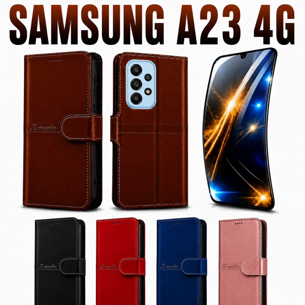 Capa Carteira Flip Galaxy Samsung A23 4G 5G Magnética Couro Porta Cartão Anti Impacto Suporte + Película