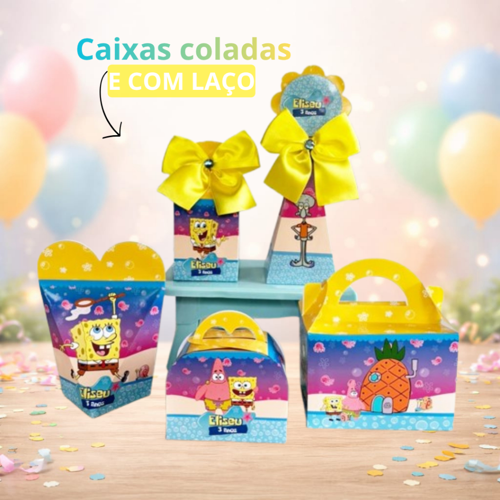 Kit Caixa Bob Esponja / Personalizada/ Lembrancinha de Festa/ Aniversário