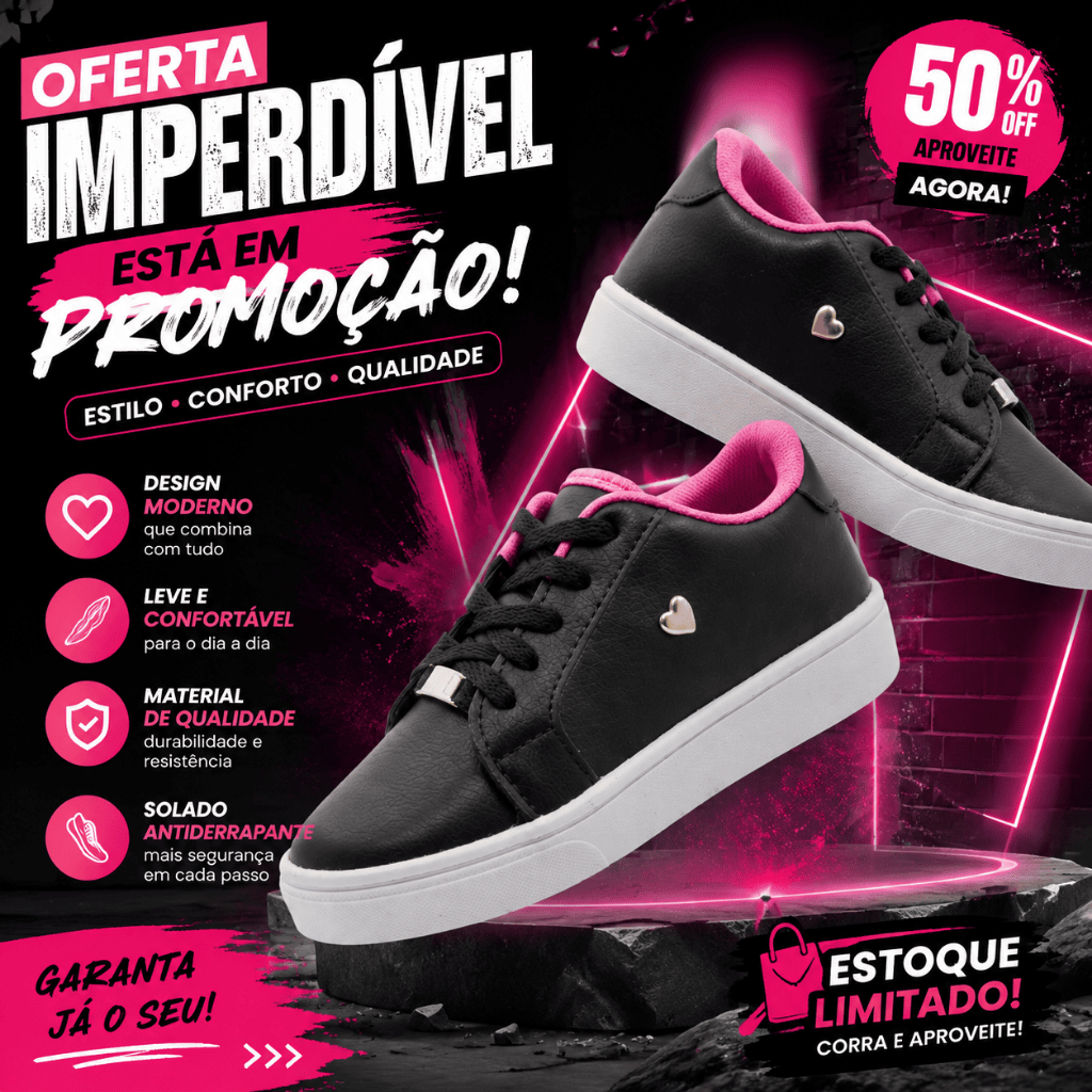Tênis Infantil Branco Rosa Feminino Leve Macio Ideal Para Escola Passeio E Brincadeiras
