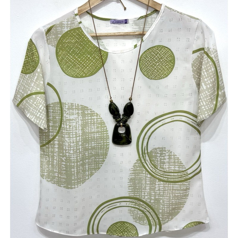 Blusa Tecido Leve Manga Tradicional (1) Estampada Soltinha Verão Confortável