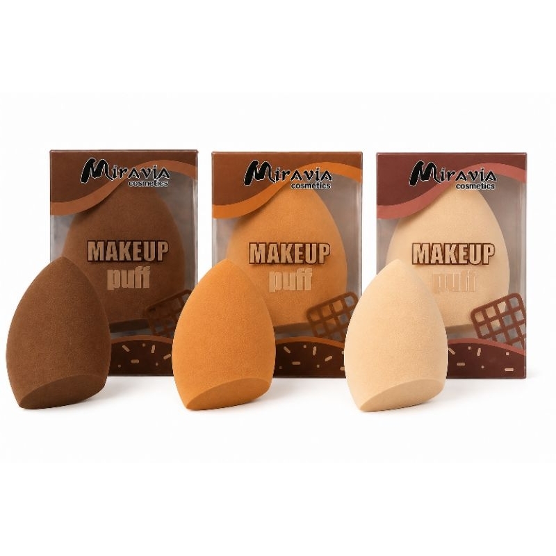 Kit 3 Esponjas de Maquiagem Chanfradas Miravia Bege Caramelo Chocolate para Base Corretivo Contorno Pó e Acabamento