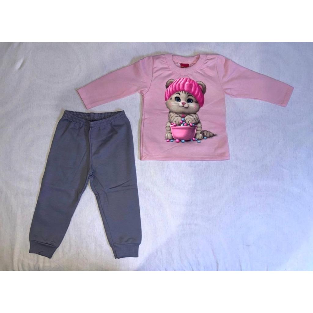 Conjunto Infantil Inverno Kyly Moletom Flanelado com Estampa Delicada