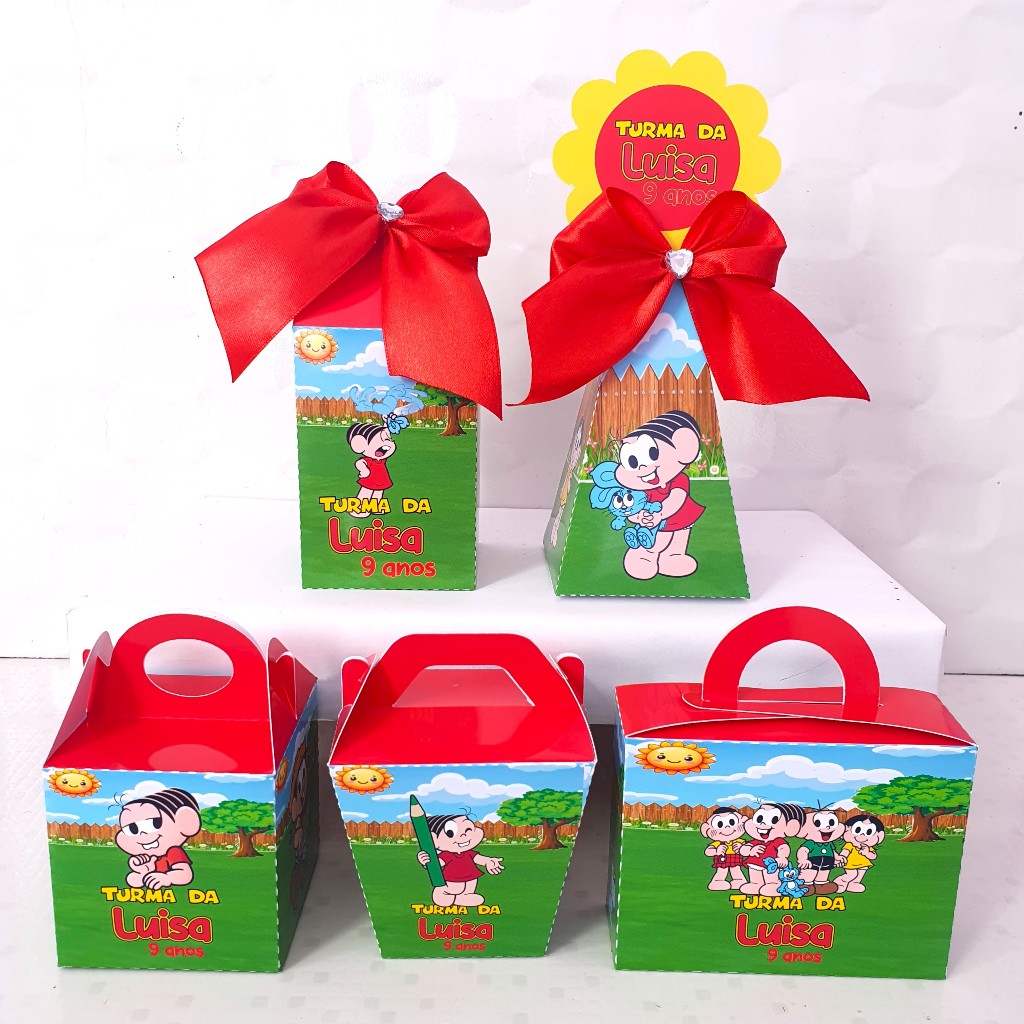 Kit Festa Turma da Monica Luxo Personalizado PEGUE E MONTE | Lembrancinhas em Caixinhas para Aniversário Infantil