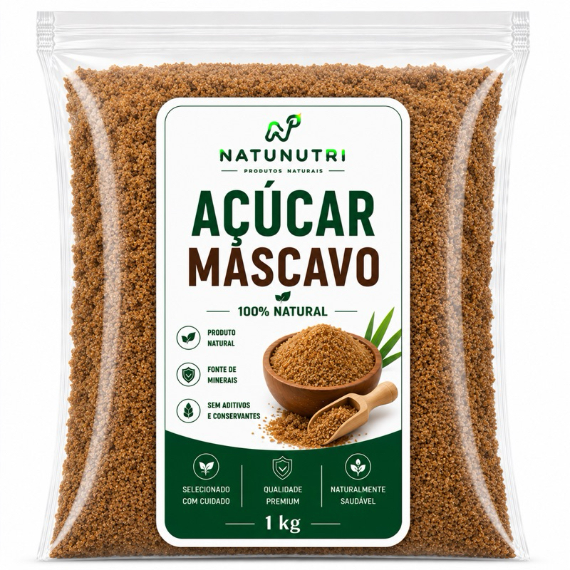 Açúcar Mascavo Natural 1kg 500g 250g - Natunutri