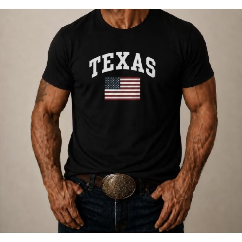 Camiseta Masculina Texas Country – Estilo Cowboy com Bandeira dos EUA | Casual Premium