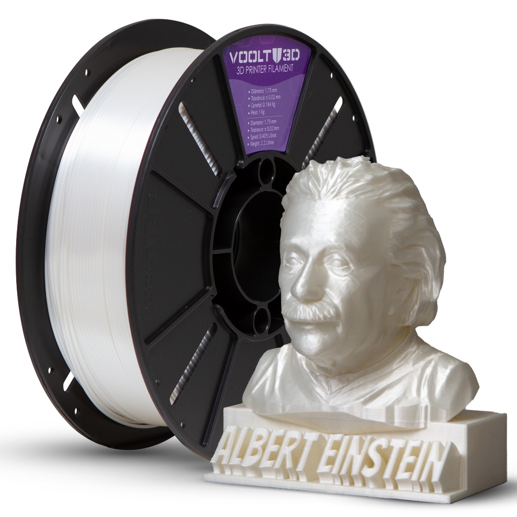 Filamento PLA Branco Pérola V-Silk Voolt3D 1Kg 1,75mm para Impressora 3D FDM