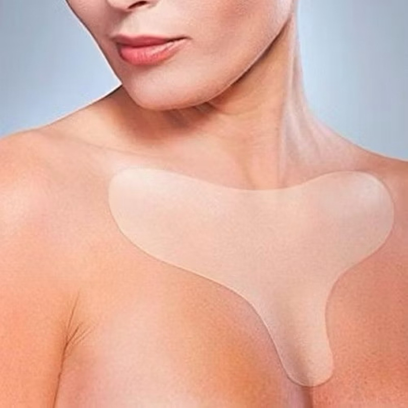 Adesivo Anti Rugas Reutilizável Para Decote Colo Silicone Estimulador de Colágeno Natural