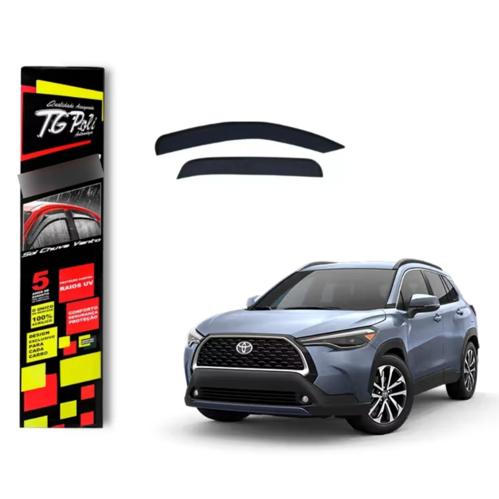 Calha de Chuva Toyota Corolla Cross 2021 a 2027 TG Poli Defletor 4 portas Protetor Janelas Fumê