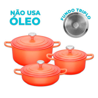 Kit Conjunto De Panela Caçarola Revestimento Nano Cerâmico Indução 2,7 + 3,4L + 4.5L