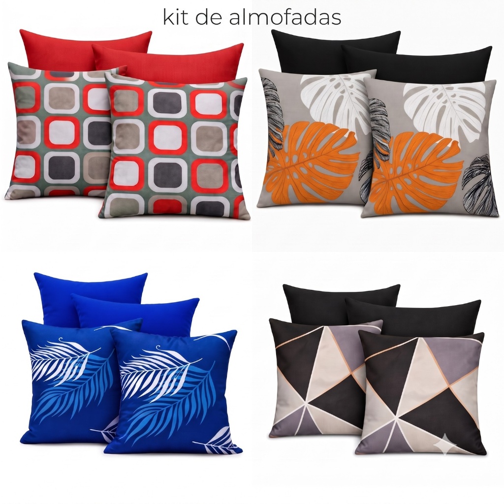 KIT 4 CAPAS PARA ALMOFADAS DECORATIVAS COM ZÍPER 45x45cm
