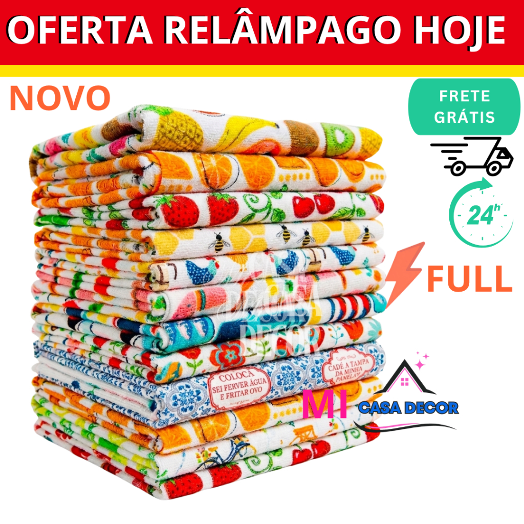 Kit 10 Panos De Prato Atoalhado Não Solta Fiapos Super Absorvente Cozinha