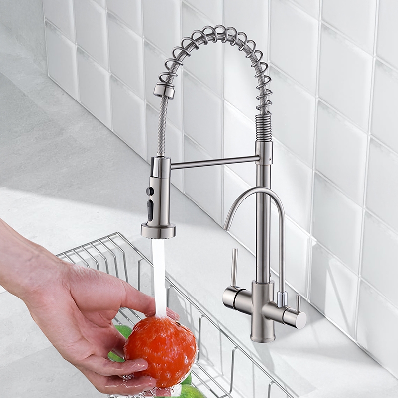 Torneira Gourmet Cozinha Com Inox 304 Saída De Filtro De Água quente e frio luxo cor prata