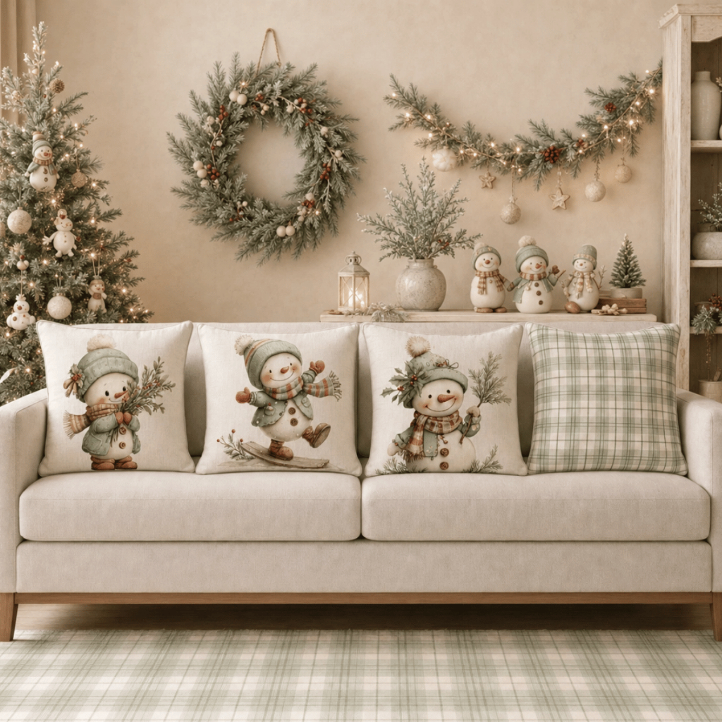 Kit 4 capa de Almofada Natalina 45x45cm Enfeites de Natal, Decoração, Quarto, Sala