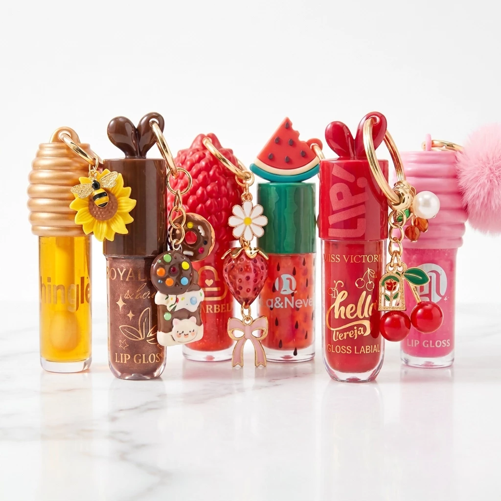 Gloss Labial Chaveiro Lip Oil Hidratante com Brilho Modelos Variados Infantil e Adulto — imagem 1