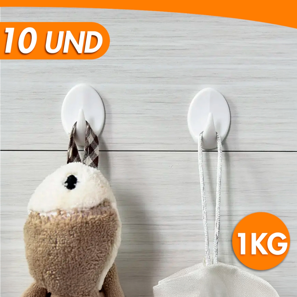 Kit  2/4/6/8/10 Unidades Ganchos Adesivo Plástico Parede Toalha Cozinha Banheiro Importadora Util