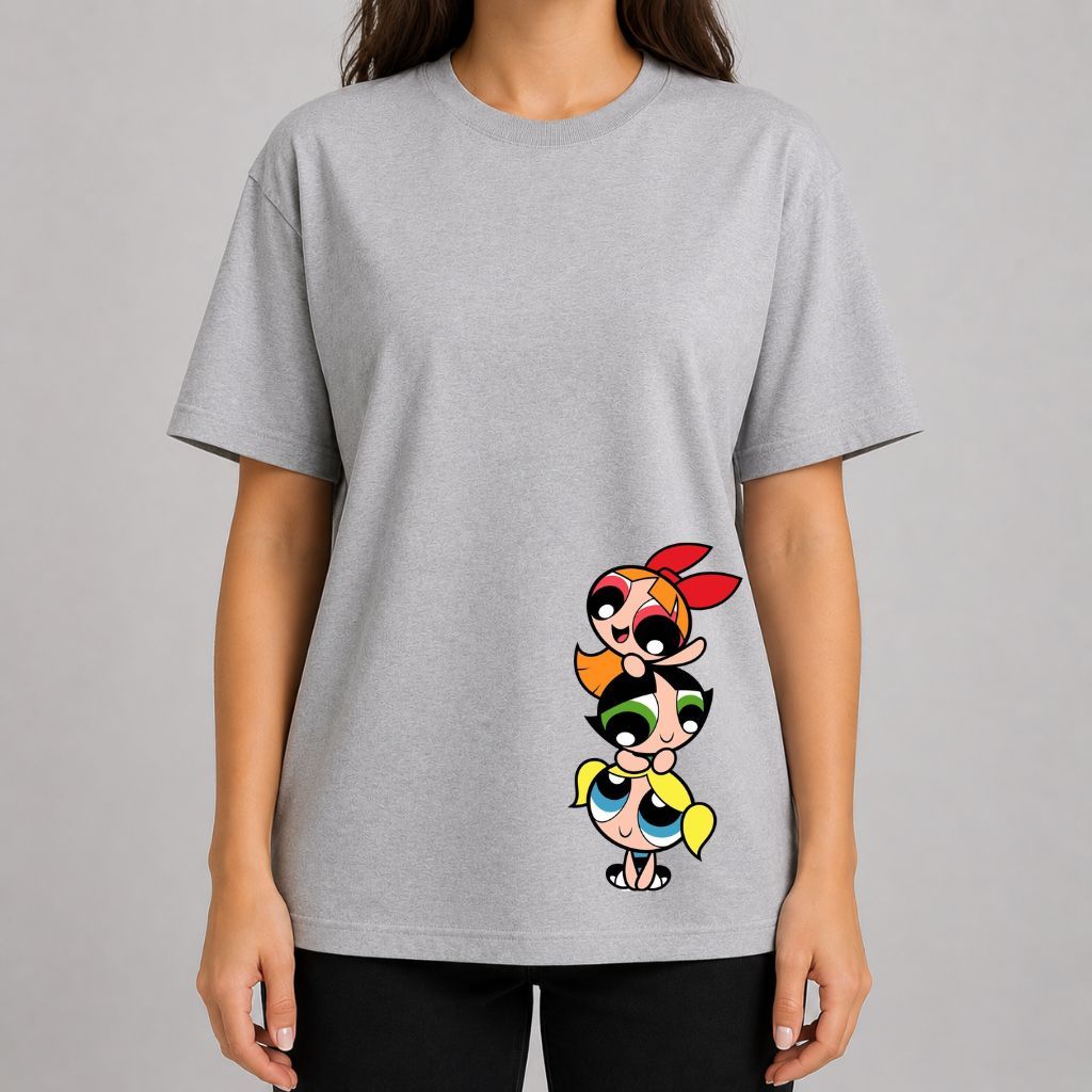Camiseta feminina estampada Unissex 100% Algodão T-Shirt Meninas Super Poderosa