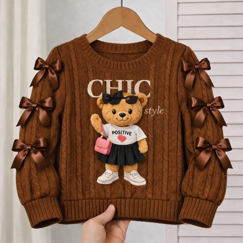 Blusa Manga Longa Infantil com Lacinhos para meninas — imagem 1