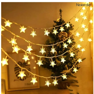 Luminária Cordão Fio De Luz De Led Estrelas Decoração