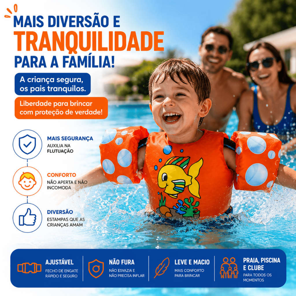 Boia Colete Flutuador Infantil Salva Vidas Não Fura Piscina