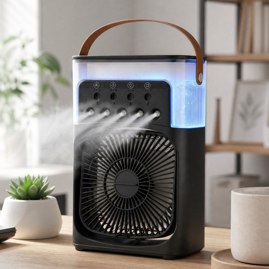 ❄️ Mini Ar Condicionado Portátil Umidificador LED Bivolt Climatizador Ventilador De Mesa Portátil