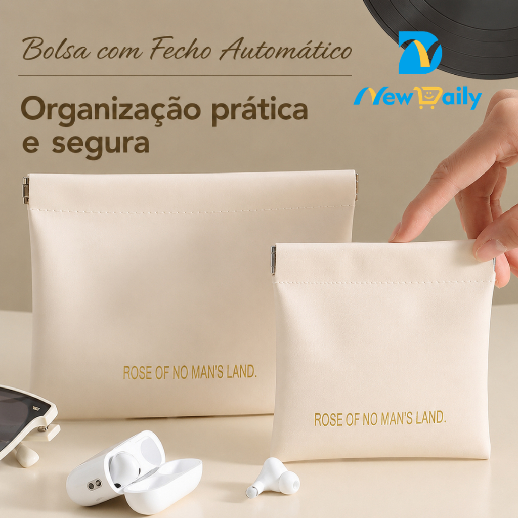 KIT Necessaire Bolsa Bolsinha Porta Objetos Pessoais Feminina Masculina Com Fechado De Ima Impermeável OG-41-ND/OG-42-ND