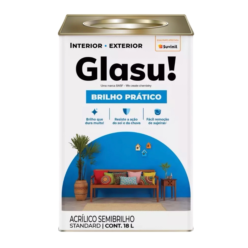 Tinta Acrílica Parede Lavável 18 Litros Glasu / Suvinil - Escolha A Cor
