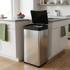 Lixeira Automática Cozinha Aço Inox 50L Inteligente Sensor Premium