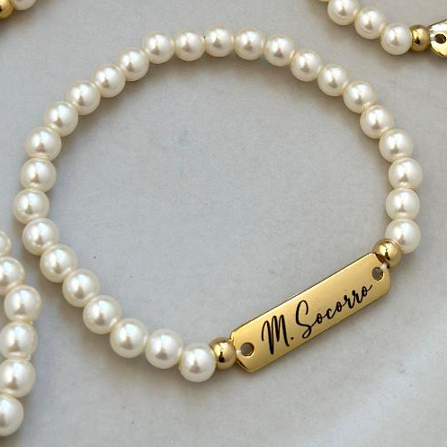 Pulseira Pérola Feminina Personalizada Luxo Banho Nacional Verniz Italiano Ouro Bijuteria Fina