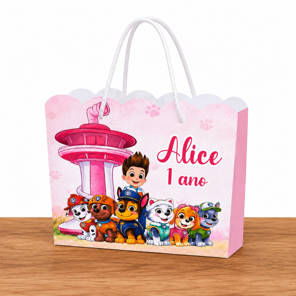 Sacolinha Personalizada Festa Patrulha Canina Sky Aniversário Infantil Lembrancinha Surpresa