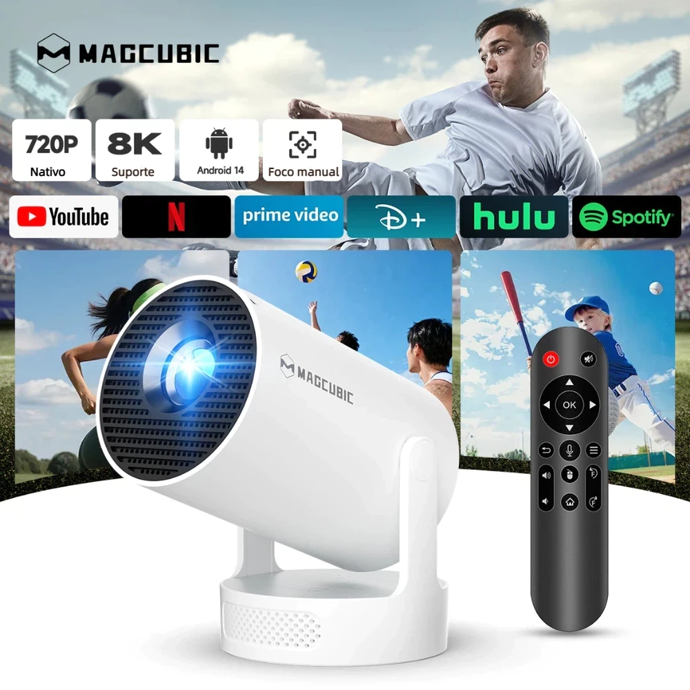 Magcubic HY300Pro+ Mini Projetor 4K Portátil Android 14 WiFi 6 Com controle por voz