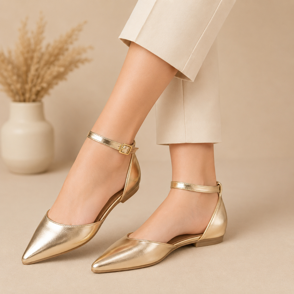 Sapatilha Feminina Bico Fino Confortável Elegante Com Strass Casual Social Trabalho Salomé
